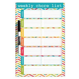 Bright Weekly Chore List Dry Erase Board