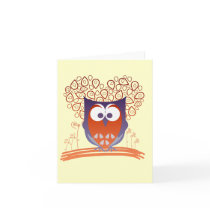 Bright Whimsical Cute Owl Note card cards