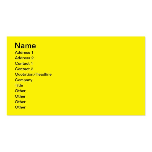 Bright Yellow Business Card Template