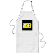 Bright Yellow Camera. On Black. Aprons