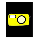 Bright Yellow Camera. On Black. Post Card