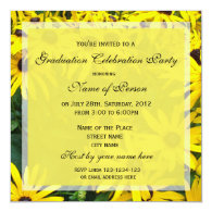Bright yellow daisy floral graduation party custom invites