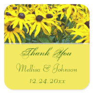 bright yellow daisy  thank you wedding favor square sticker
