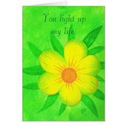 Bright yellow flower, You light up my life, card zazzle_card