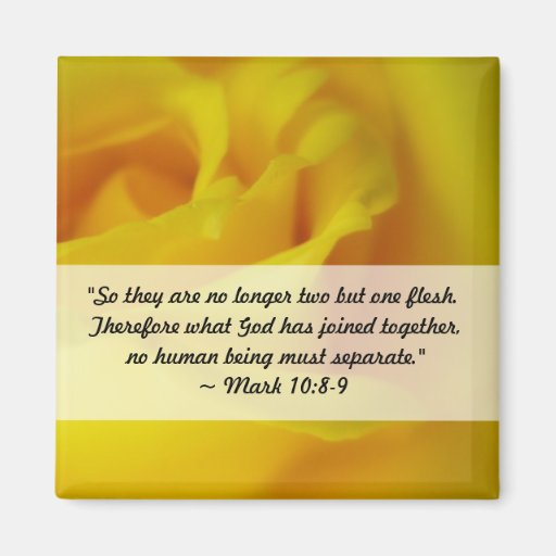 Bright Yellow Glowing Rose Wedding Bible Verse Fridge Magnet