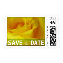 Bright Yellow Glowing Rose Wedding Postage Stamps