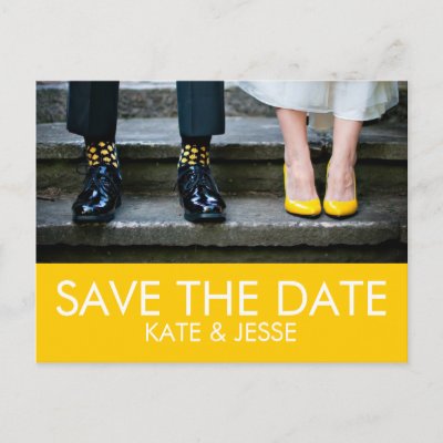 Bright Yellow Photo Save the Date Postcard