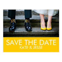 Bright Yellow Photo Save the Date Postcard