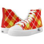 Bright Yellow, Red and White Stripe Fun Tartan Printed Shoes