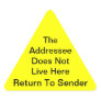 Bright Yellow Return To Sender Triangle Sticker