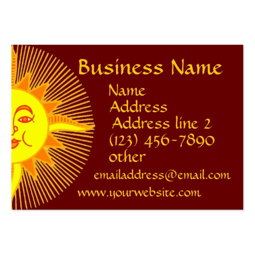 Bright Yellow Smiling Sun Business Cards (front side)
