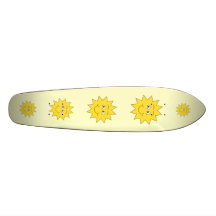 Bright Yellow Summer Sun. Smiling Face. Skate Board Decks