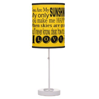 Bright Yellow You Are My Sunshine Table Lamp
