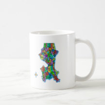 Brightly Colored Map of Seattle Coffee Mugs