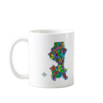 Brightly Colored Map of Seattle mugs by greenbaby Brightly Colored Map of Seattle mugs
