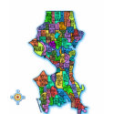 Brightly Colored Map of Seattle t-shirts by greenbaby Brightly Colored Map of Seattle t-shirts