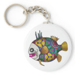 Brightly colored tropical fish - 2 keychains
