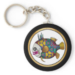 Brightly colored tropical fish - 2 keychains