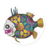Brightly colored tropical fish - 2 round sticker