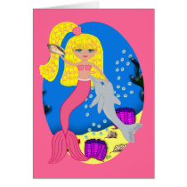 Brigit the Mermaid with Dolphin Card