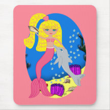 Brigit the Pink Mermaid and Dolphin Mousepad
