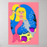 Brigit the Pink Mermaid and Dolphin Poster posters