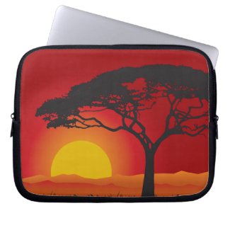 Briliiant Red Sunset Under The Bonsai Tree Laptop Computer Sleeves