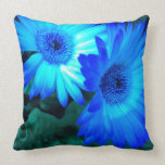 Brilliant Blue Daisies Pillow american mojo pillows