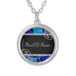 Brilliant Blue Roses & Diamond Swirls Wedding Jewelry