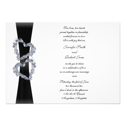 Brilliant Hearts: Black Ribbon and Diamond Hearts Custom Announcement