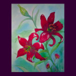 Brilliant Red Lilly Flowers Fine Art Painting