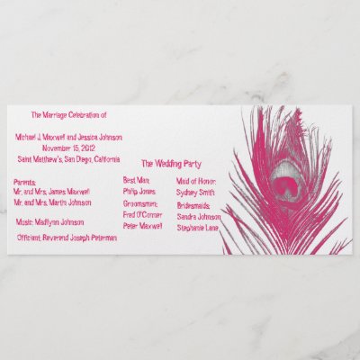 Brilliant Rose Peacock Wedding Program Custom Invites by Peacocks