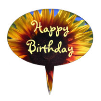 Brilliant Sunflower Happy Birthday Cake Pick