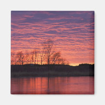 Brilliant sunset reflects into the Calamus River Fridge Magnets
