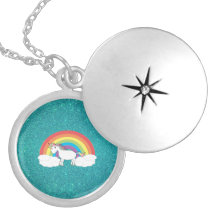 Brillo de la turquesa del unicornio del arco iris colgantes personalizados