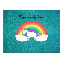 Brillo de la turquesa del unicornio del arco iris postales