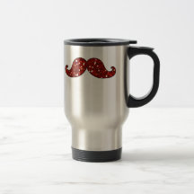 BRILLO IMPRESO BIGOTE ROJO DIVERTIDO TAZAS DE CAFÉ