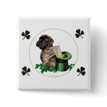 Brindle Mastiff Shamrock Button