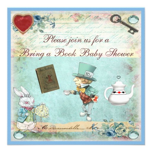 Bring a Book Alice in Wonderland Baby Shower Custom Invitation