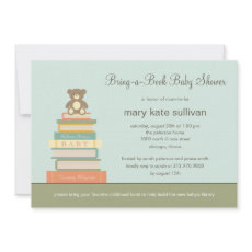 Bring A Book Baby Shower Invitation (Blue) invitation