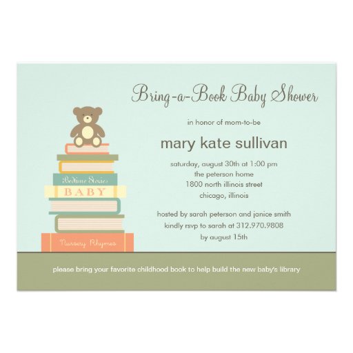 Bring A Book Baby Shower Invitation (Blue)