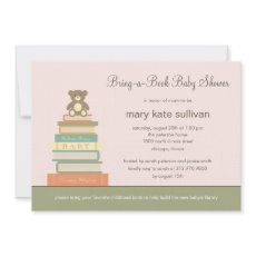 Bring A Book Baby Shower Invitation (Pink) invitation