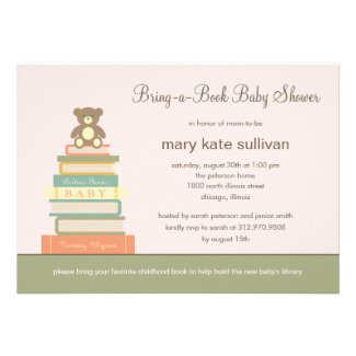 Bring A Book Baby Shower Invitation (Pink)