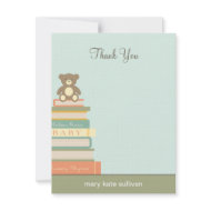 Bring A Book Baby Shower Thank You Cards (Blue) invitation