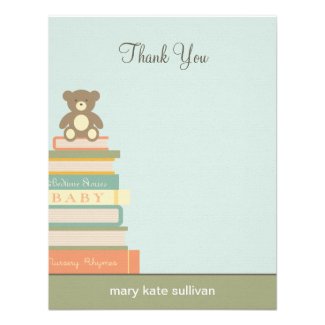 Bring A Book Baby Shower Thank You Cards (Blue) Custom Invites