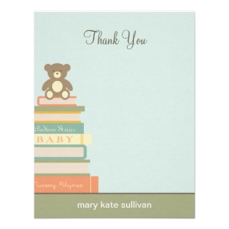 Bring A Book Baby Shower Thank You Cards (Blue) Custom Invites
