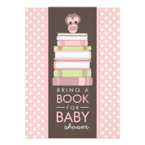 Bring A Book Sweet Girl Owl Baby Shower Invitation invitations