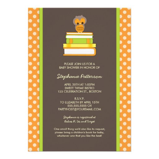 Bring A Book Sweet Owl Baby Shower Invitation