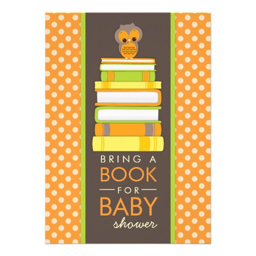 Bring A Book Sweet Owl Baby Shower Invitation (front side)