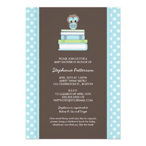 Bring A Book Sweet Owl Baby Shower Invitation